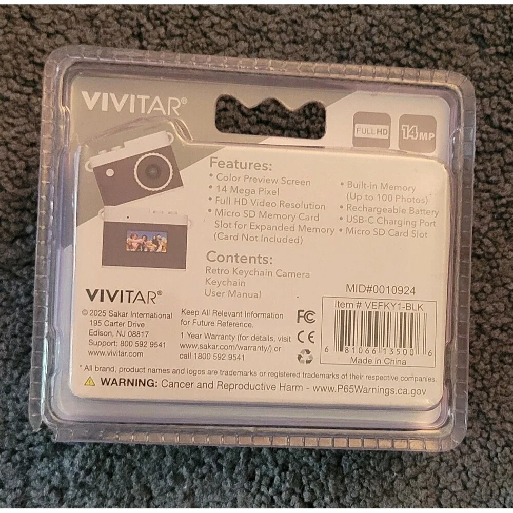 Vivitar Retro Keychain Camera 14MP Full HD Video Color Preview Screen Black